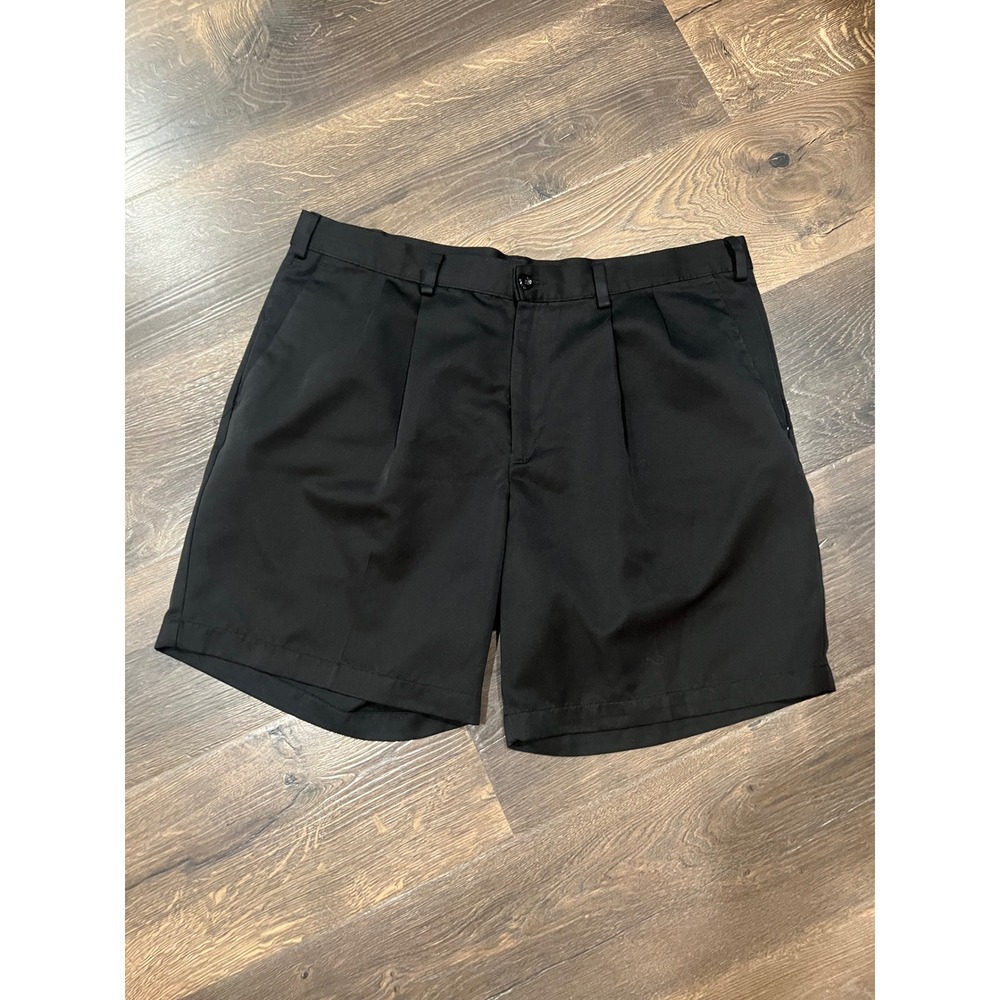 Dockers Golf Mens Black Pleated Microfiber Shorts Size 38 Classic Fit Casual